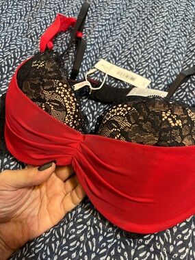 NWT Adore Me Red & Black Lace Bra